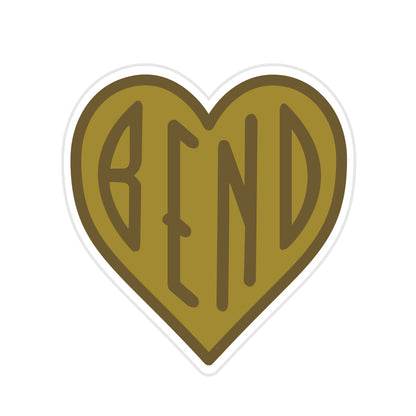  Bend Oregon Heart Sticker. For those that love Bend Oregon and Central Oregon. Bend Sticker is brown tones the color of the high desert. This sticker is from High Desert Supply Co.